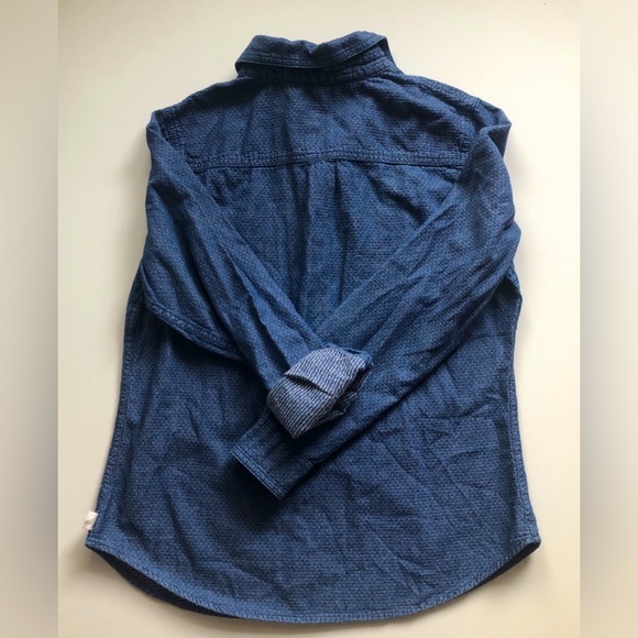 Toms Denim Micro Polka Dot Long Sleeve Partial Button Up Shirt Women's Size M ✨ - Picture 6 of 8